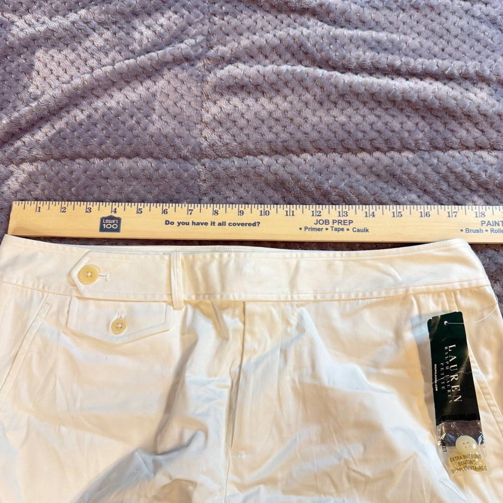 Lauren Ralph Lauren Petite White Cuffed Cotton Blend Shorts NWT Size 14P - Picture 6 of 9